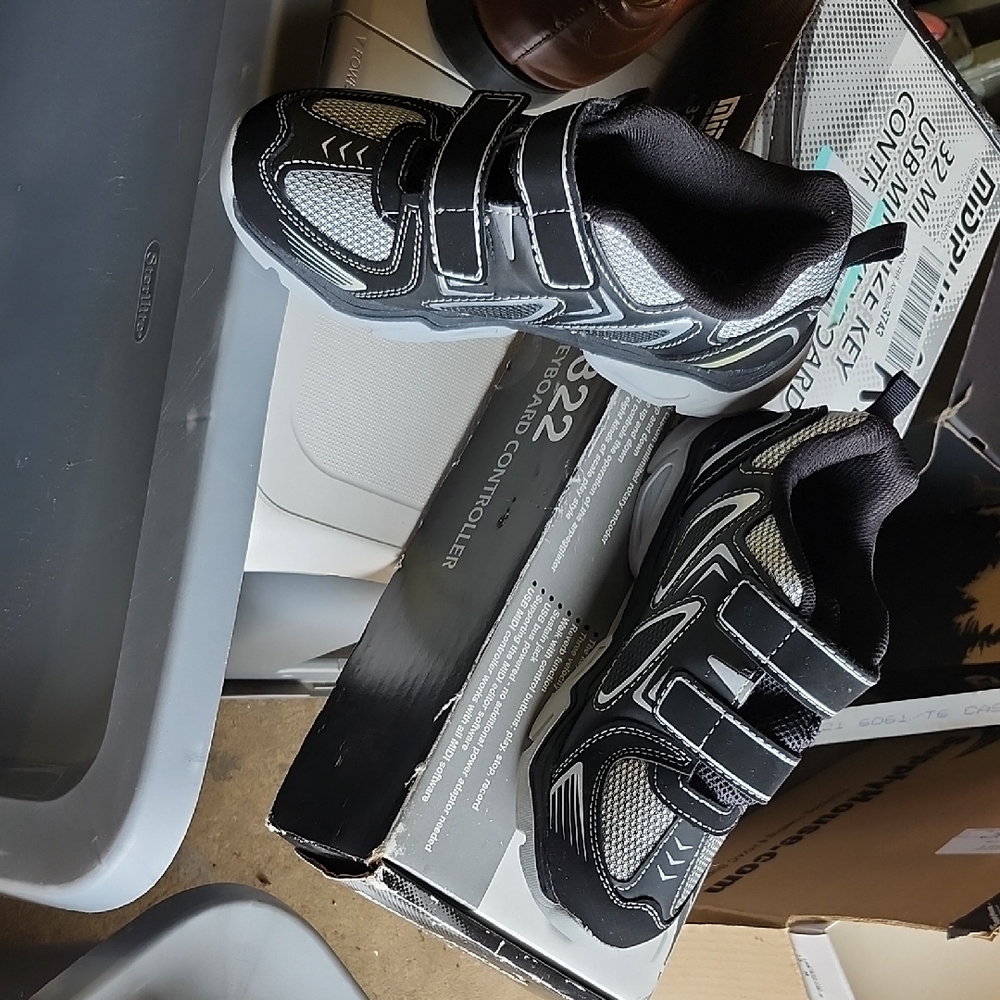 Kids Black and Gray Velcro Sneakers